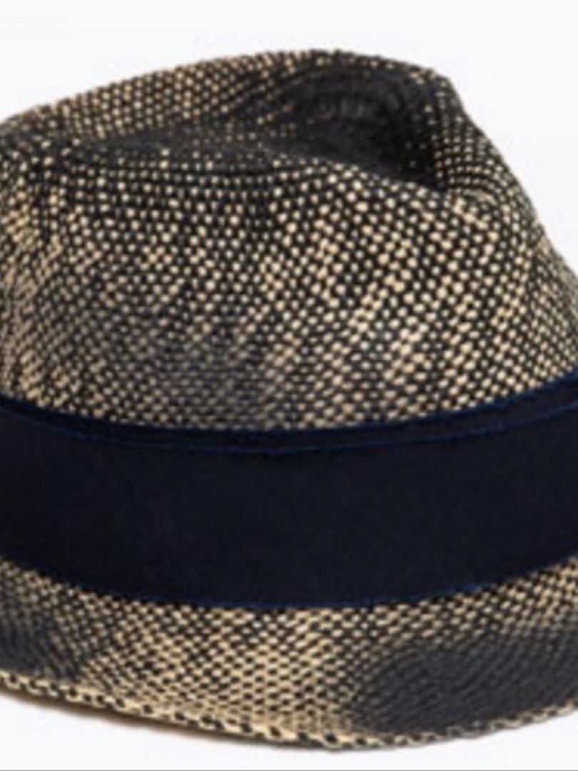 Шляпа мужская из сине-бежевой соломки
