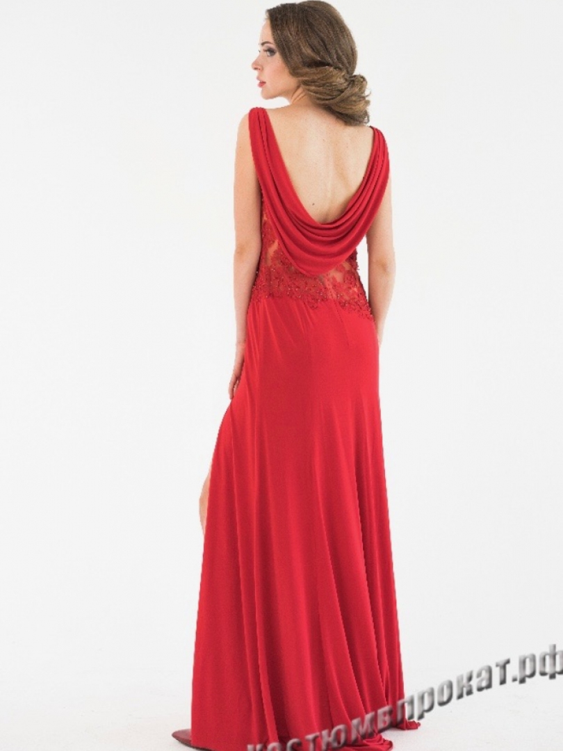 Платье красное вечернее прозрачное