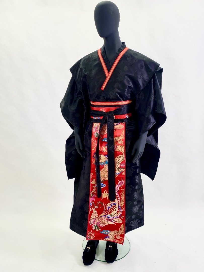 Черный мужской китайский костюм кимоно