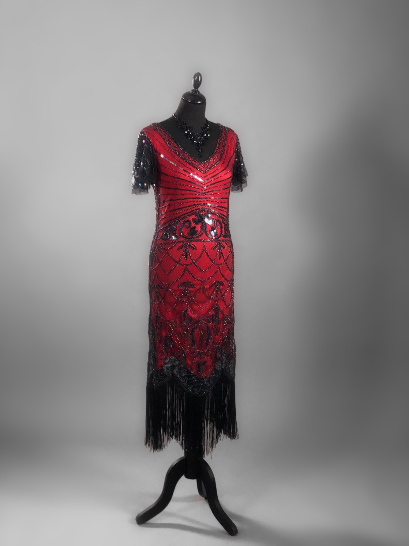 красное винтажное платье в стиле Гэтсби, Чикаго, ретро.