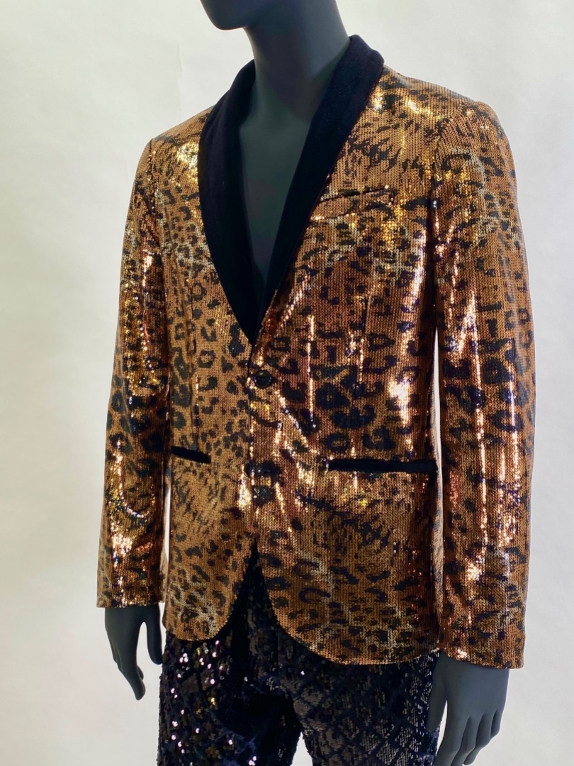 Леопардовый пиджак в пайетках