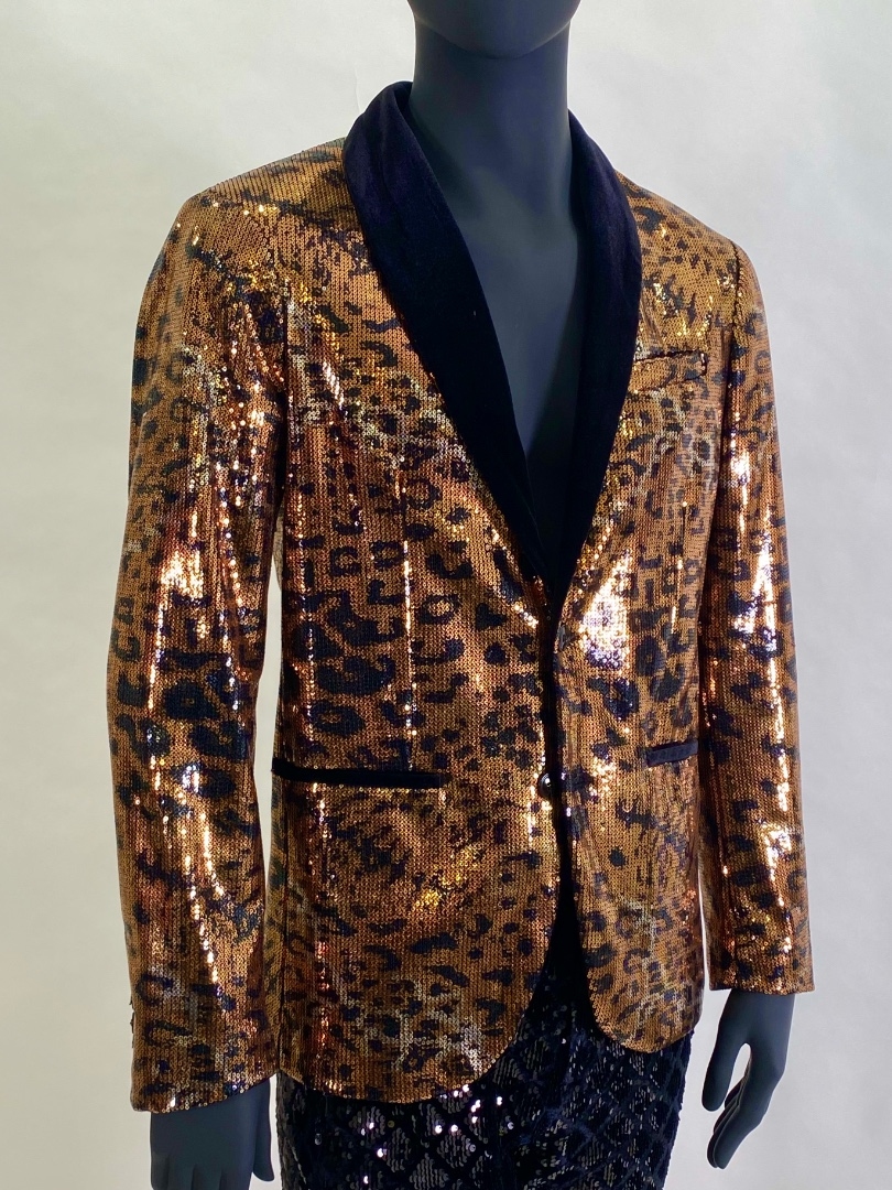 Леопардовый пиджак в пайетках