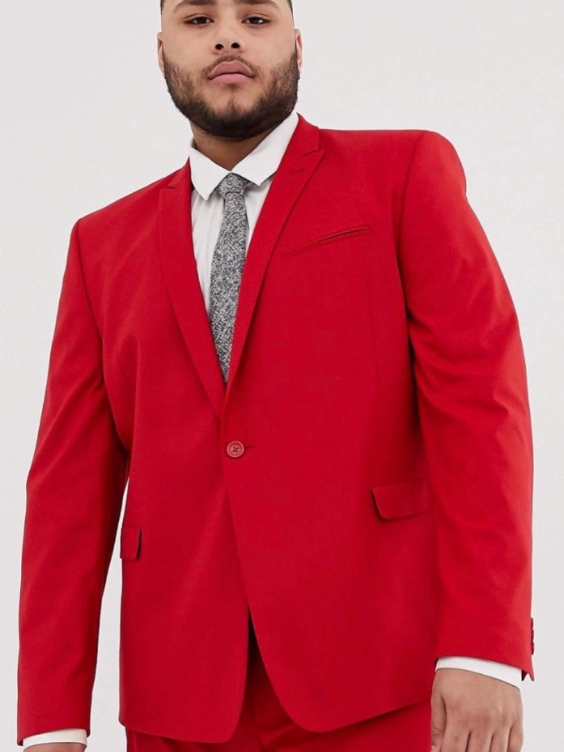 Красный мужской костюм большого размера