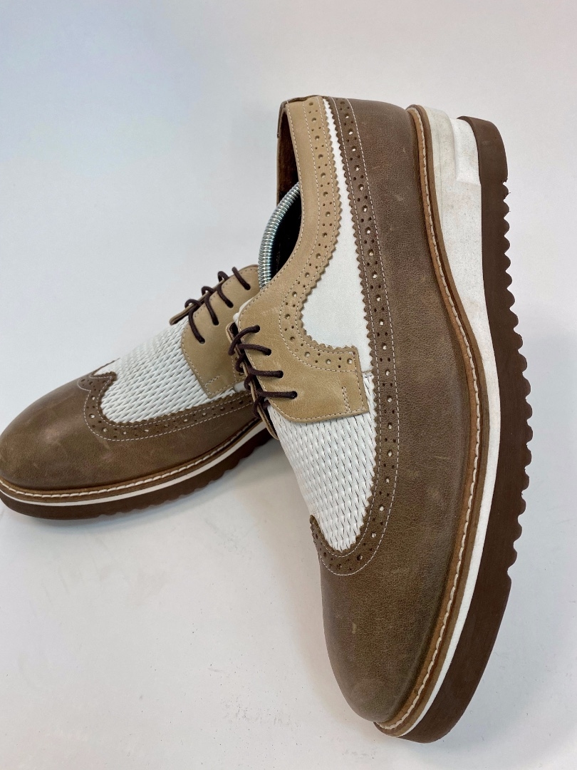 Комбинированные бело-коричневые туфли