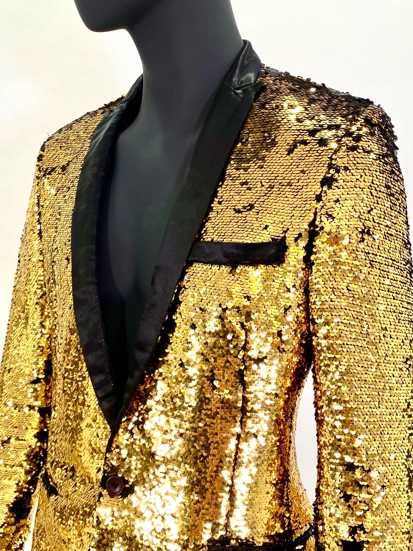 Золотой пиджак смокинг с пайетками 