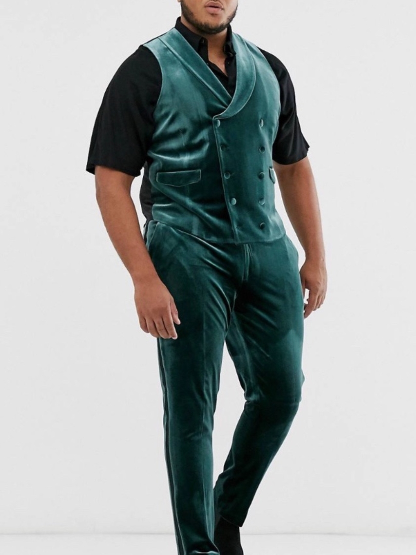 Зеленый бархатный жилет с брюками