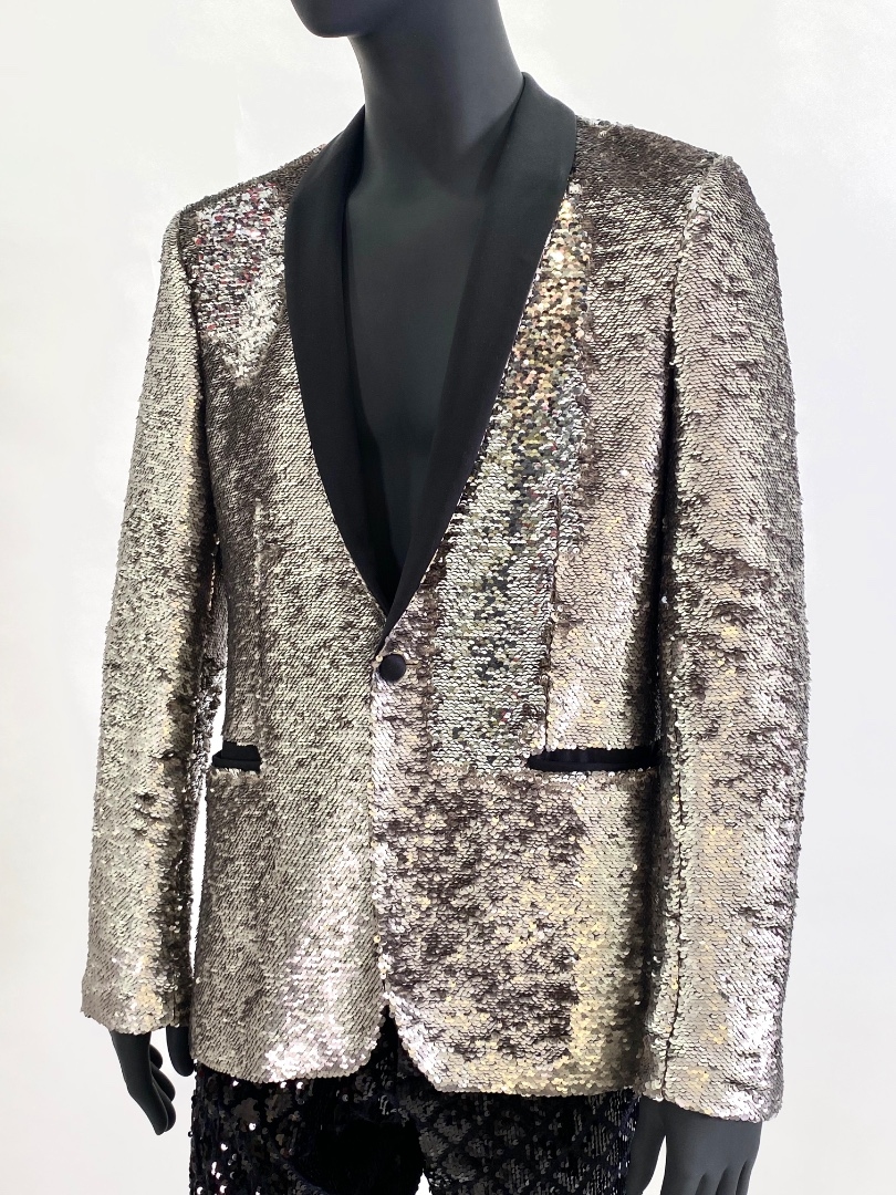 мужской серебряный пиджак с пайетками