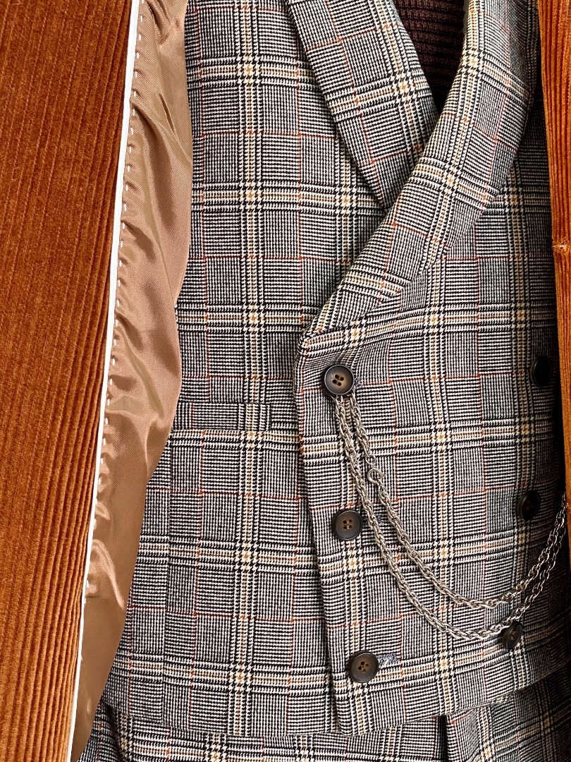 Терракотовый вельветовый мужской пиджак