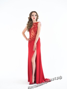 Платье красное в стиле тридцатых годов