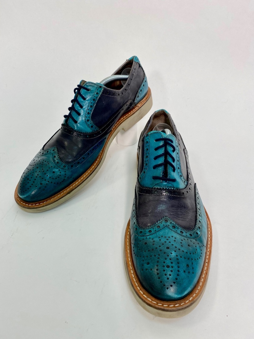 Мужские комбинированные сине-бирюзовые туфли