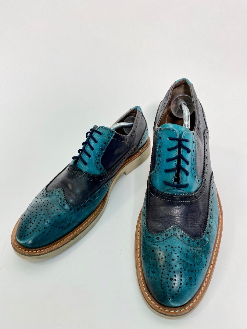 Мужские комбинированные сине-бирюзовые туфли