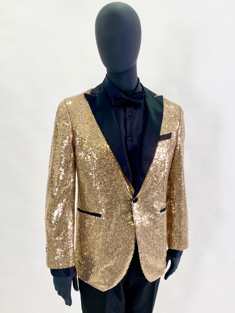 Светлый золотой мужской пиджак с пайетками